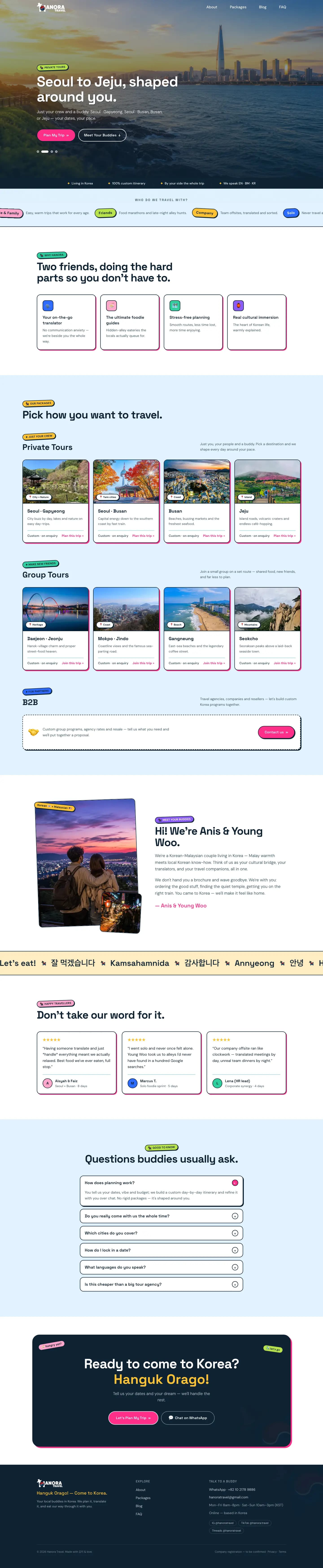 Hanora Travel website